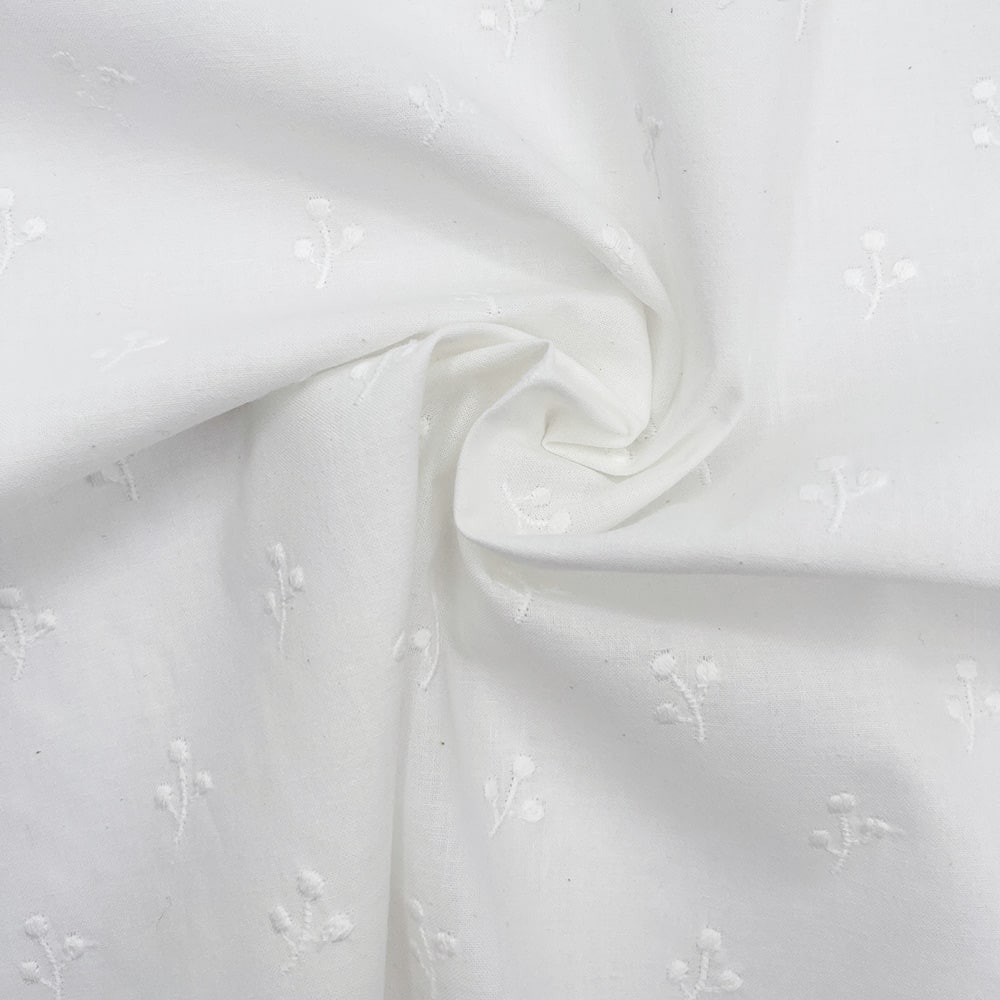 kinomi 刺しゅう キャンブリック生地｜木の実 刺繍 コットンキャンブリック(ホワイト×ホワイト刺繍)