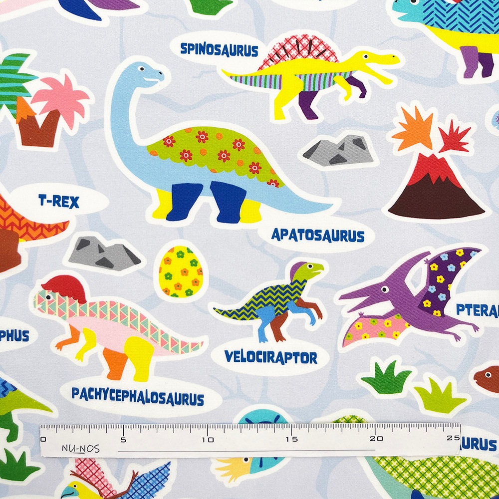 【Riconic】「おしゃれな恐竜図鑑」 デジタルプリント|シーチング