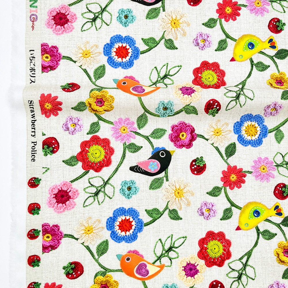 【Riconic】「いちごポリス」 デジタルプリント｜シーチング