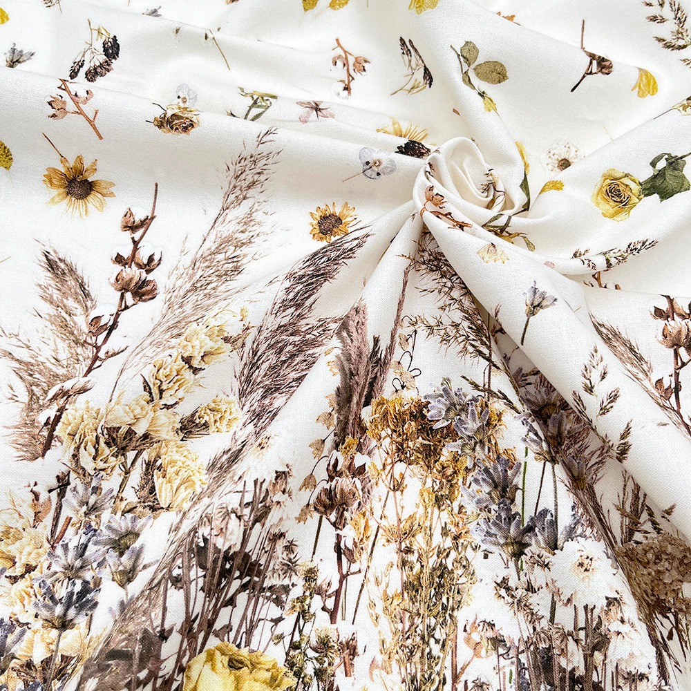 【mingswim】ドライフラワー デジタルプリント｜シーチング