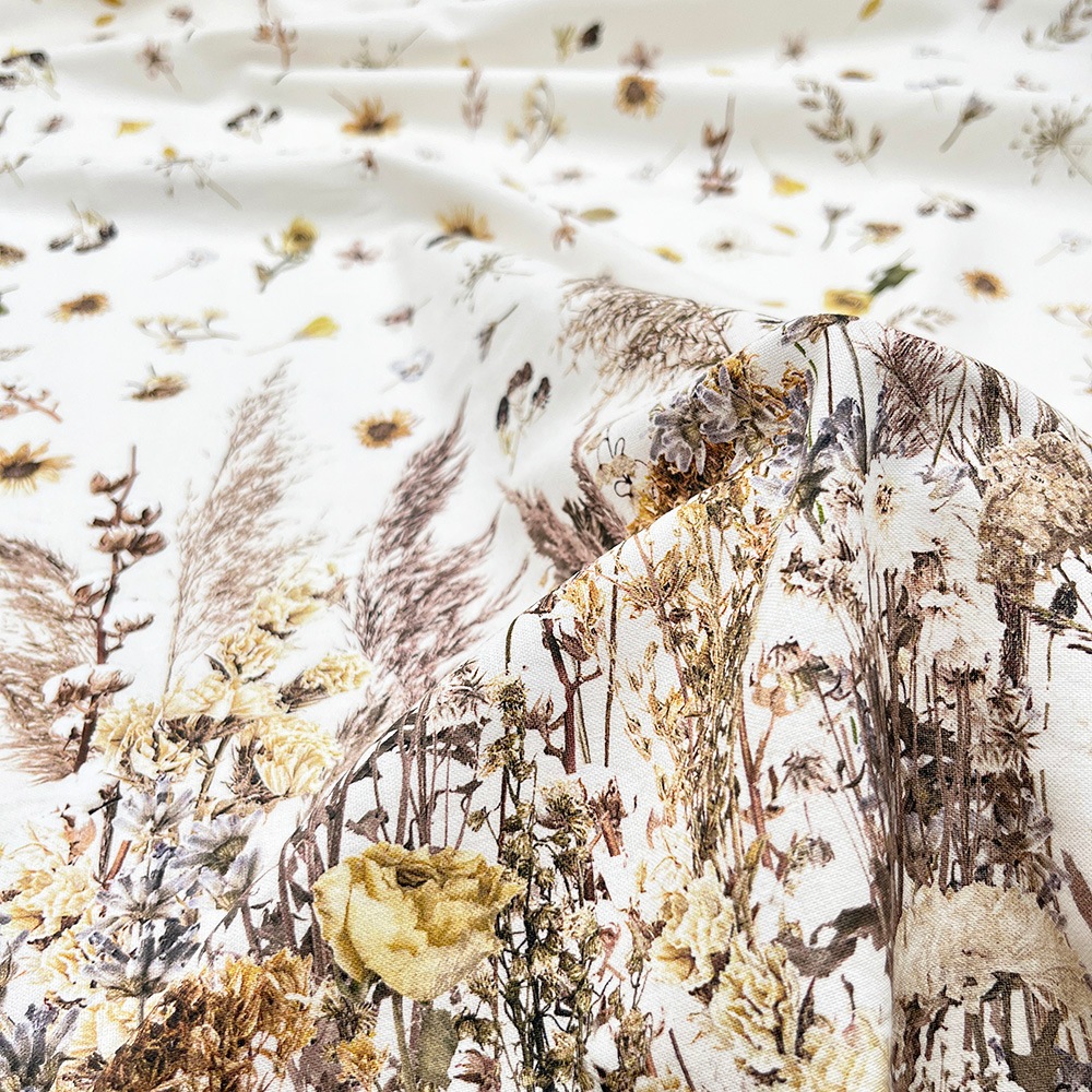 【mingswim】ドライフラワー デジタルプリント｜シーチング