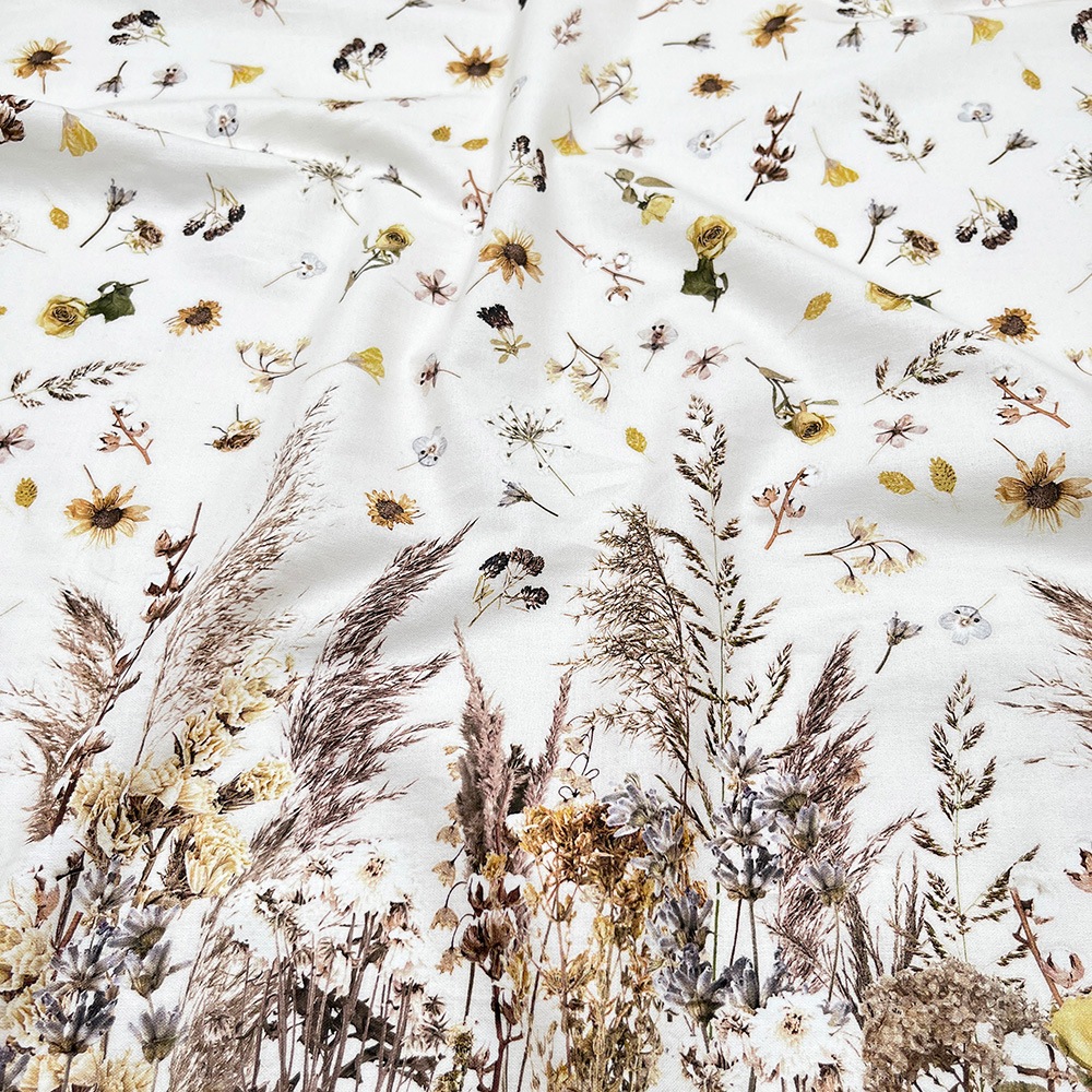 【mingswim】ドライフラワー デジタルプリント｜シーチング