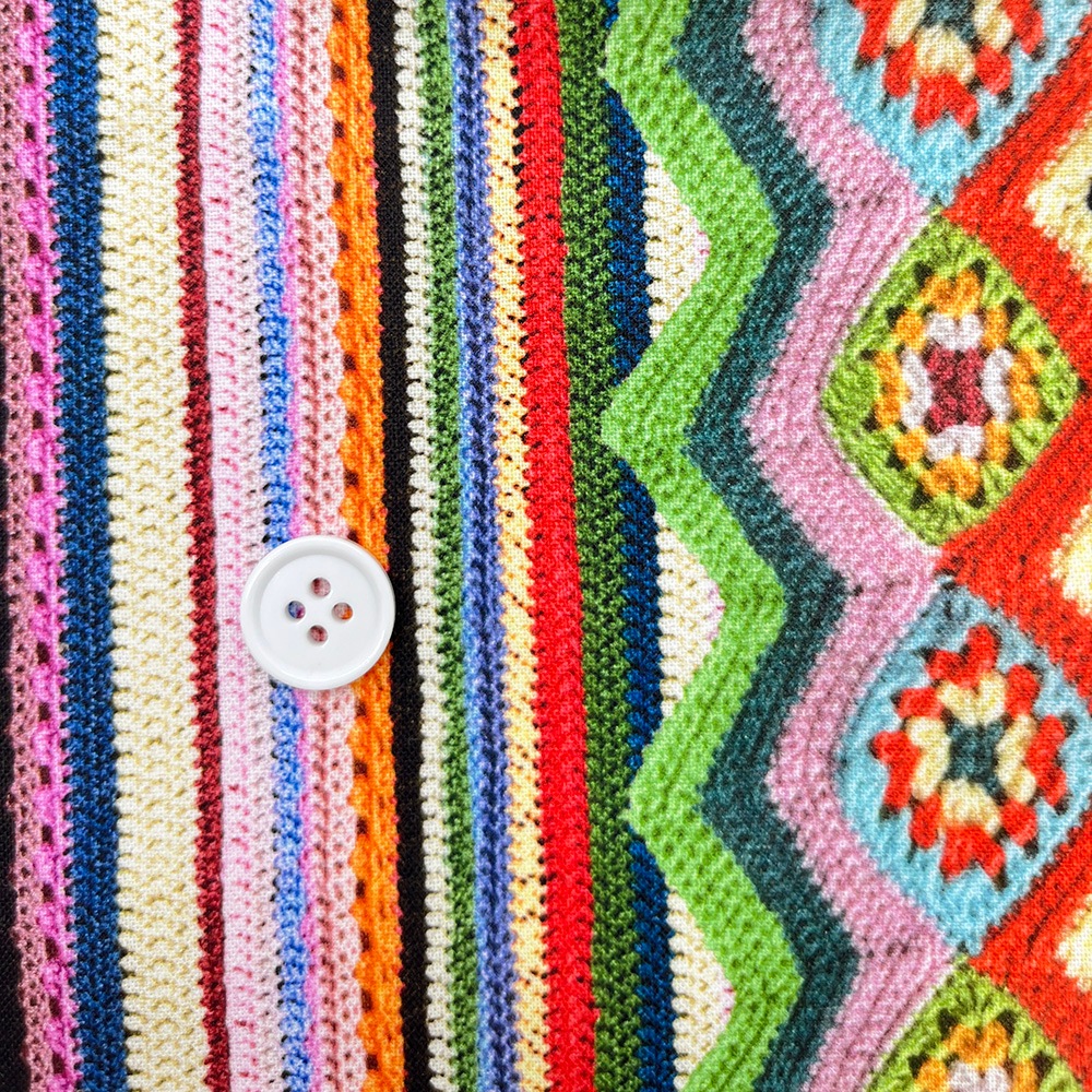 【Riconic】「かぎ編みニットのストライプ」 デジタルプリント｜シーチング