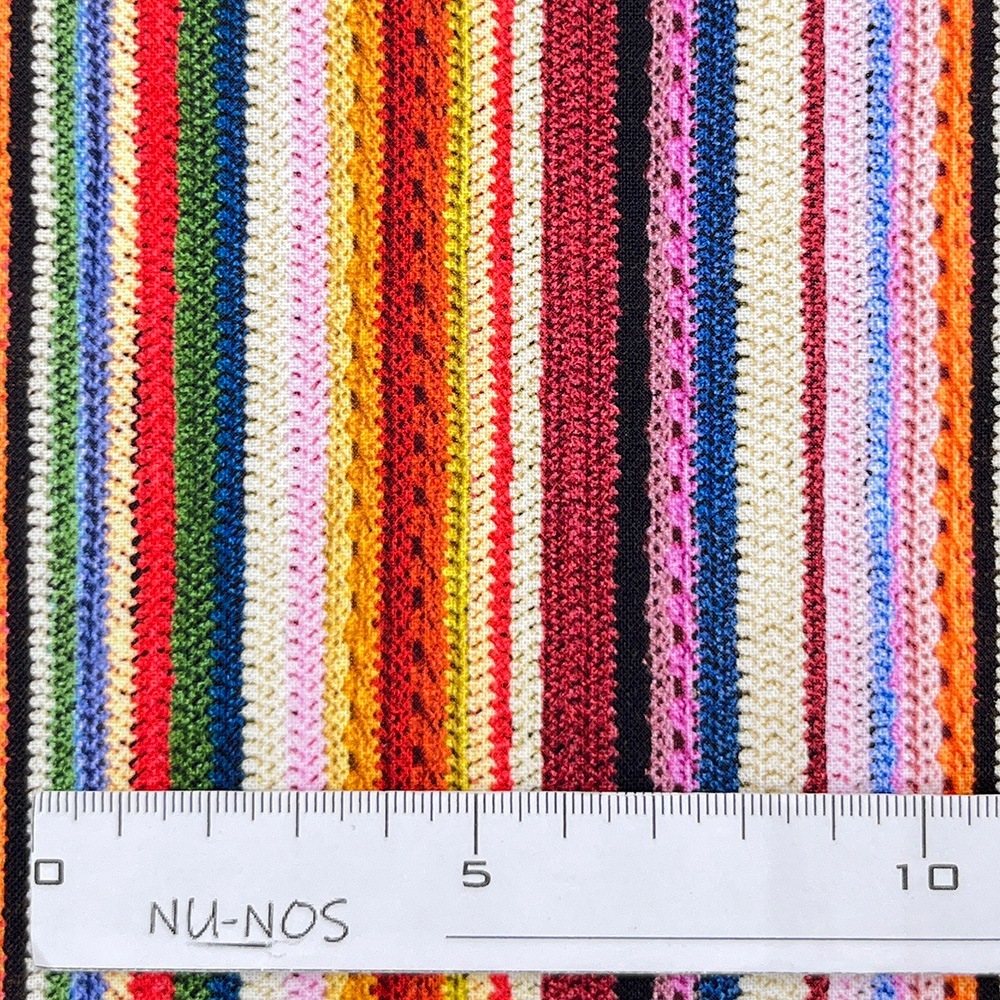 【Riconic】「かぎ編みニットのストライプ」 デジタルプリント｜シーチング