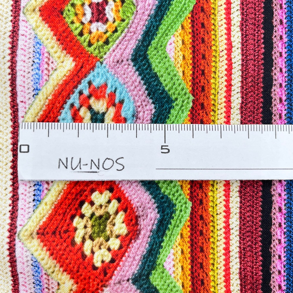 【Riconic】「かぎ編みニットのストライプ」 デジタルプリント｜シーチング