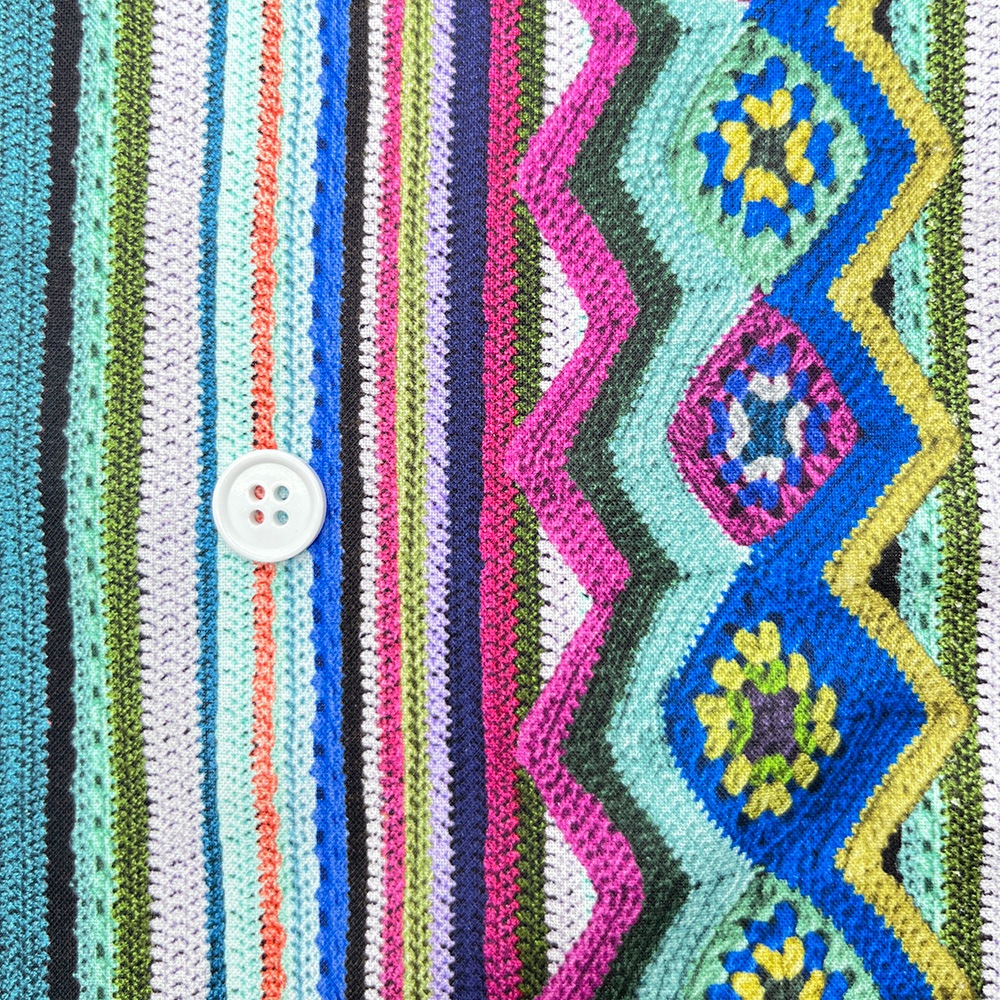 【Riconic】「かぎ編みニットのストライプ」 デジタルプリント｜シーチング