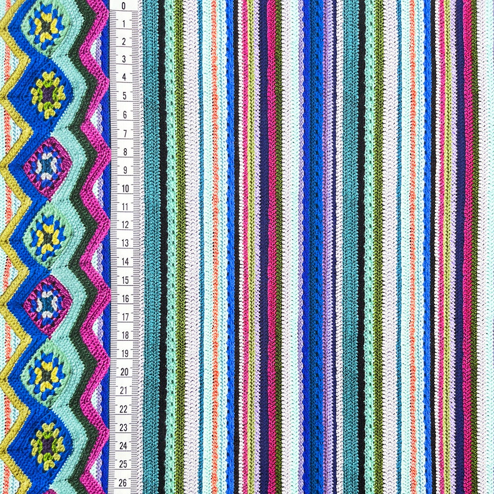 【Riconic】「かぎ編みニットのストライプ」 デジタルプリント｜シーチング