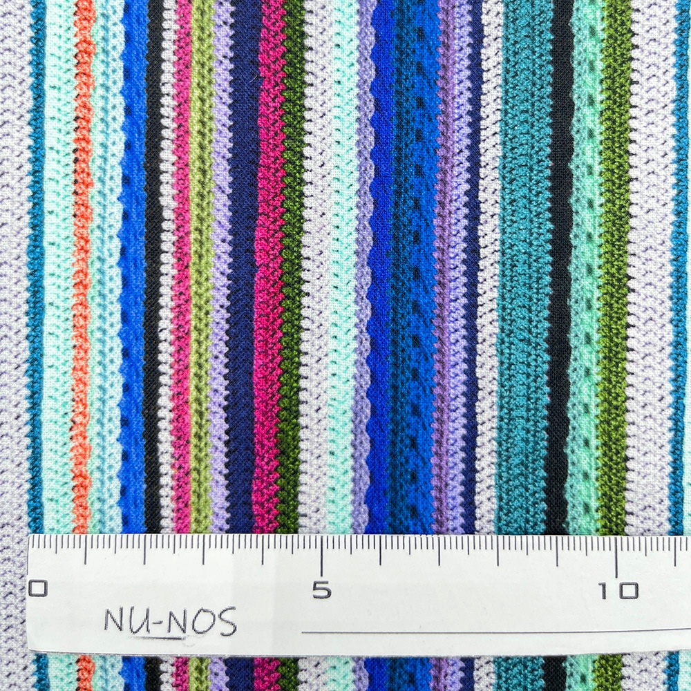 【Riconic】「かぎ編みニットのストライプ」 デジタルプリント｜シーチング