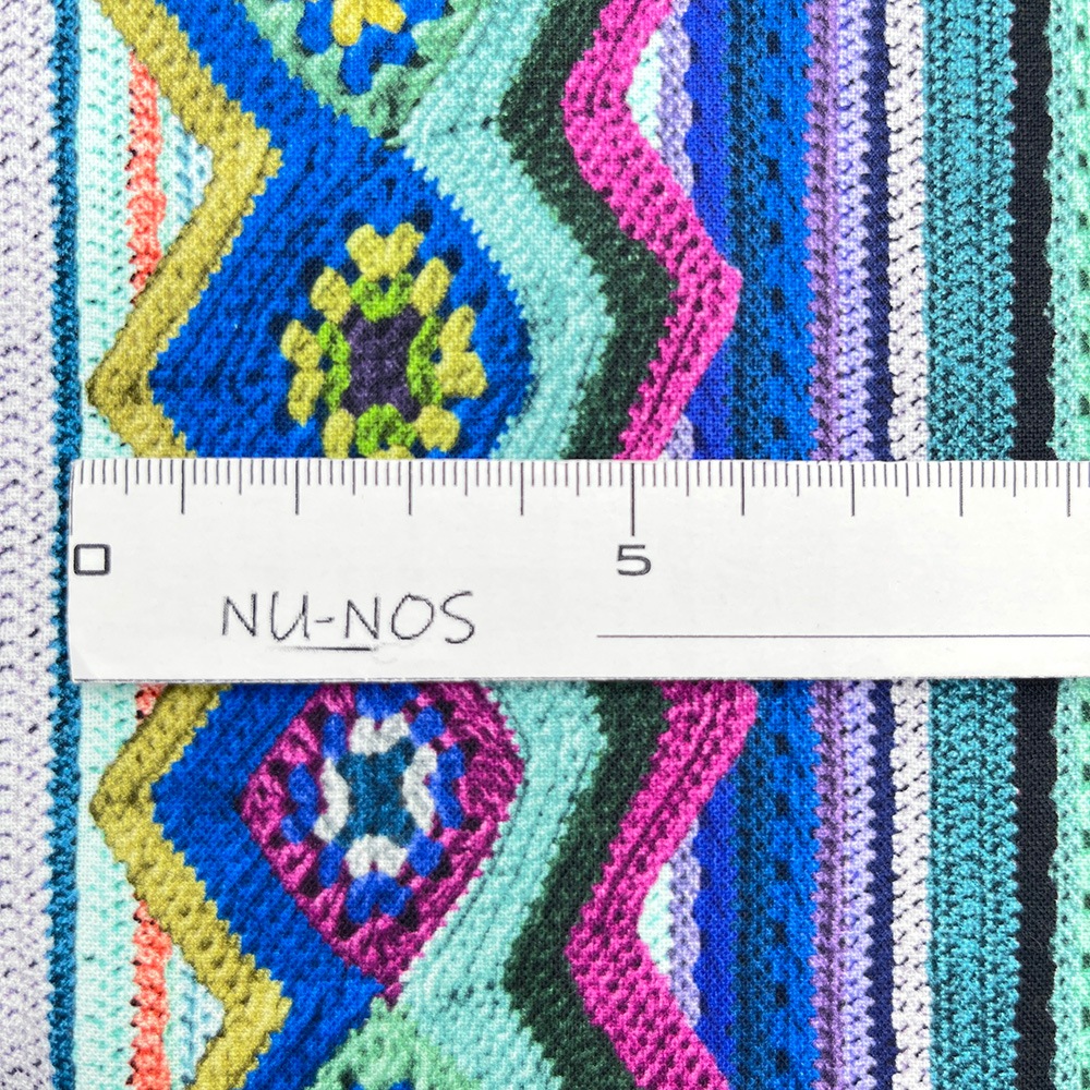 【Riconic】「かぎ編みニットのストライプ」 デジタルプリント｜シーチング