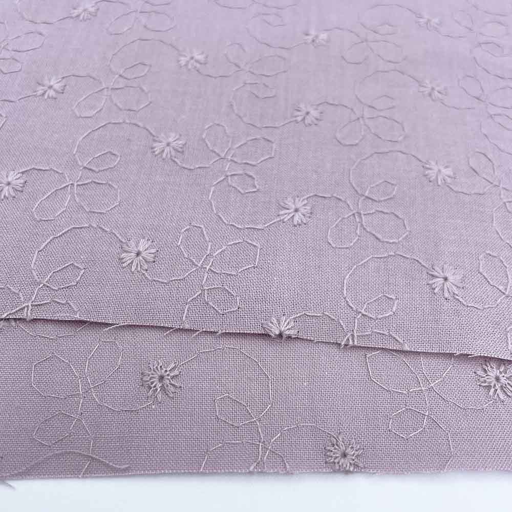 小花柄 刺しゅう レース キャンブリック生地 (ラベンダー)