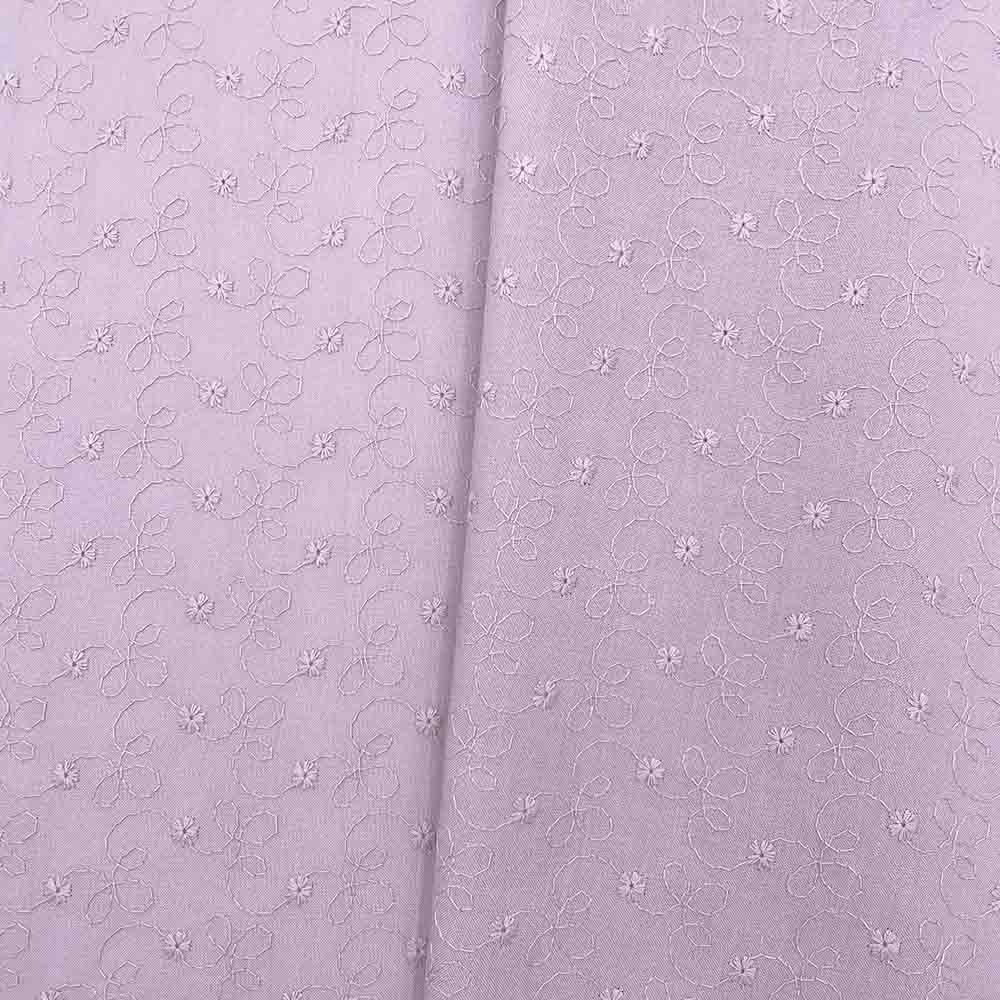 小花柄 刺しゅう レース キャンブリック生地 (ラベンダー)