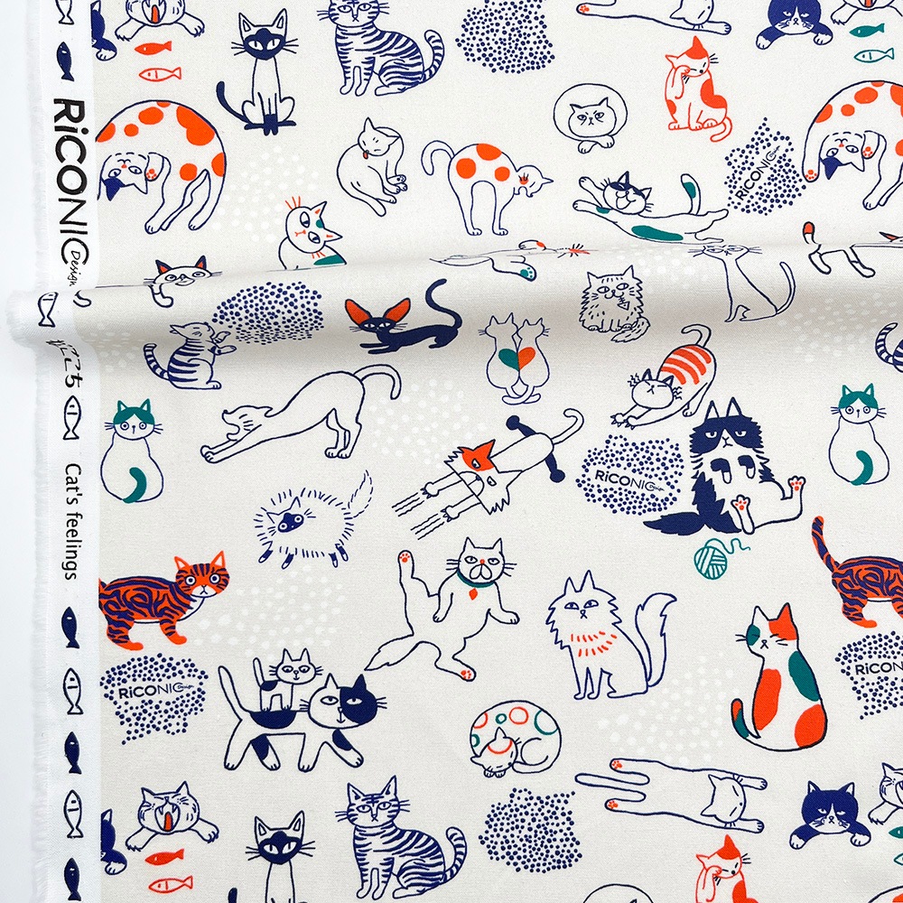 【Riconic】「ねこごこち」 デジタルプリント｜シーチング