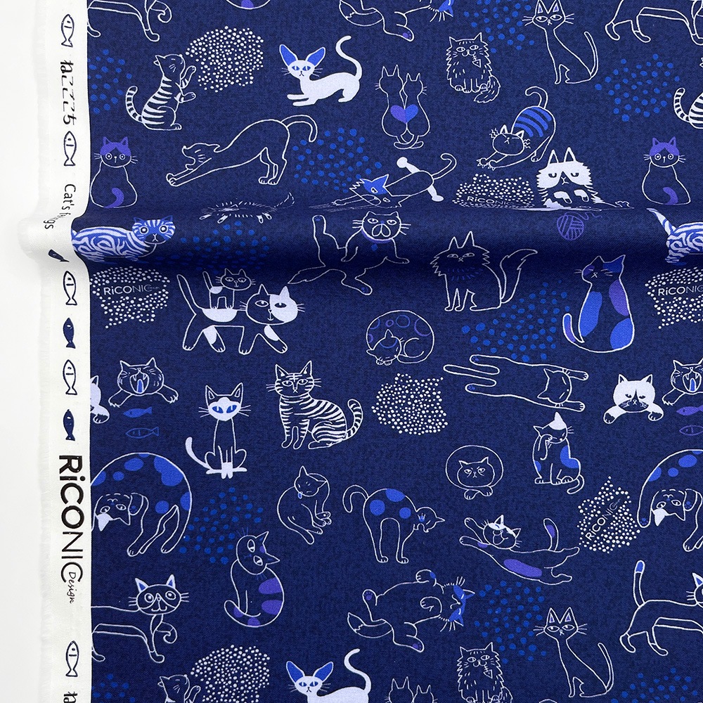 【Riconic】「ねこごこち」 デジタルプリント｜シーチング