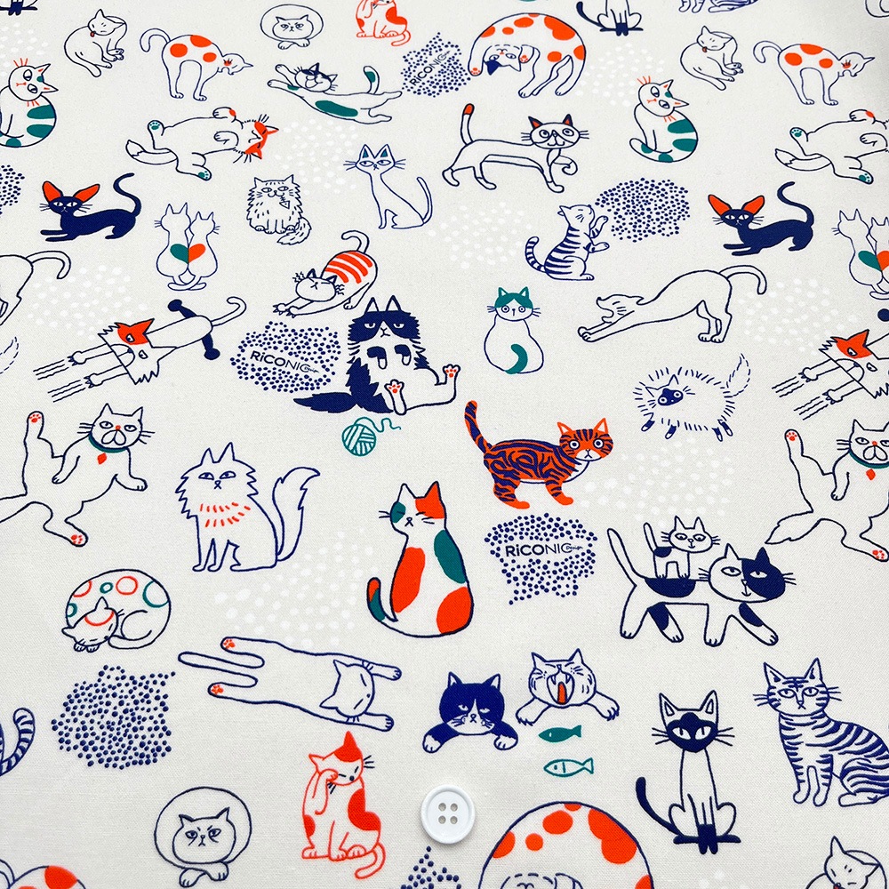 【Riconic】「ねこごこち」 デジタルプリント｜シーチング