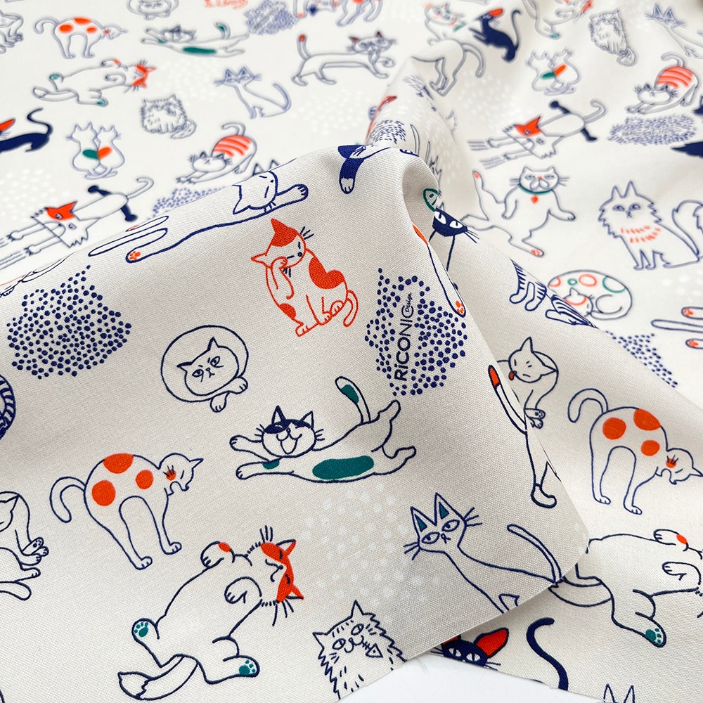 【Riconic】「ねこごこち」 デジタルプリント｜シーチング