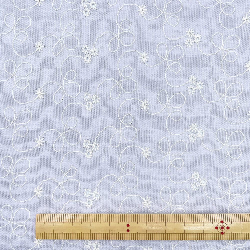 【sale】レース刺しゅう クレンゼ クラボウ 抗菌 抗ウイルス CLEANSE ダブルガーゼ生地 (ラベンダーグレイ)