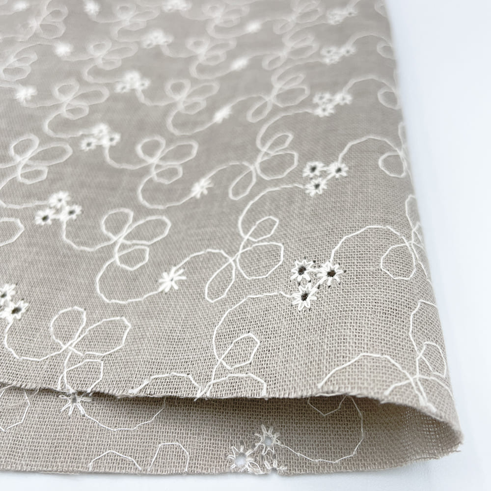 【sale】レース刺しゅう クレンゼ クラボウ 抗菌 抗ウイルス CLEANSE ダブルガーゼ生地 (サンドベージュ)