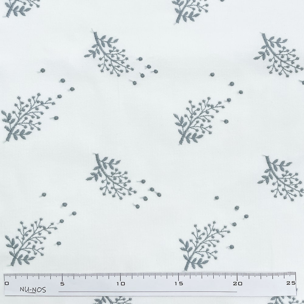 コーデュロイ｜mimosa刺しゅう ニュアンスカラー シャツコール (ホワイト×フレンチグレイ刺繍)