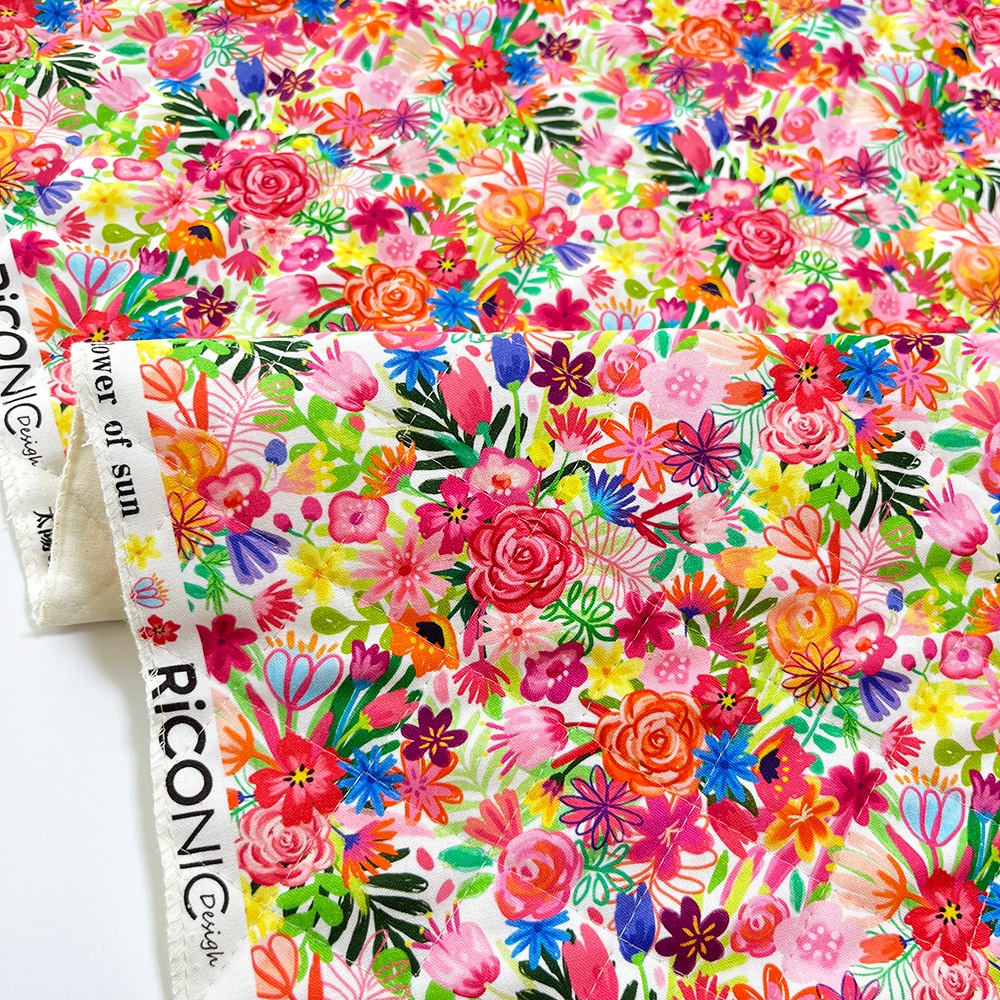 【Riconic】「太陽のスパイラルフラワー」 デジタルプリント|キルティング