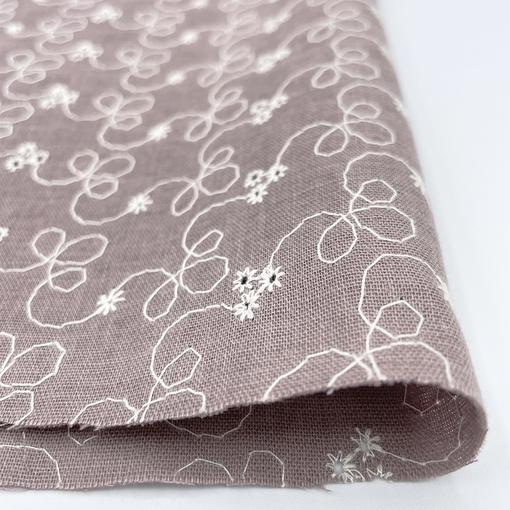 【sale】レース刺しゅう クレンゼ クラボウ 抗菌 抗ウイルス CLEANSE ダブルガーゼ生地 (ココアブラウン)