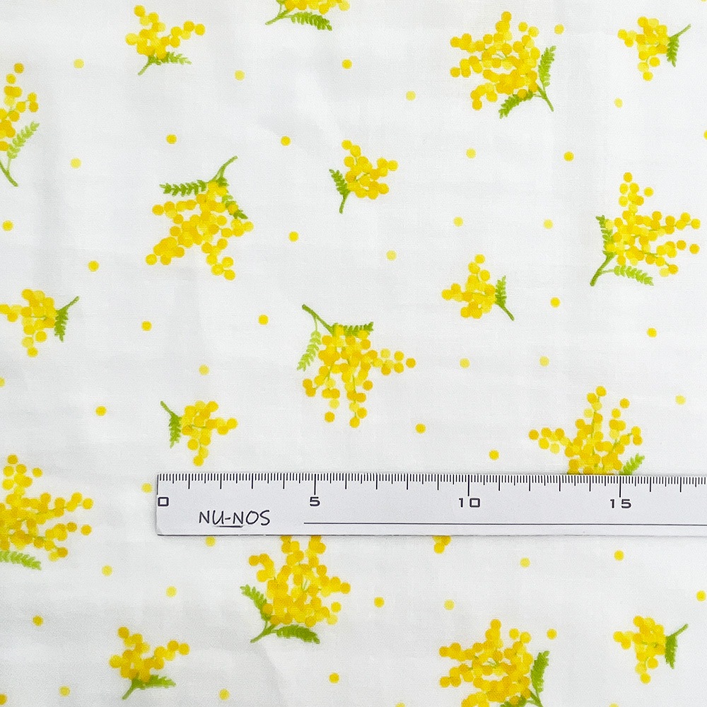 【nu-nos original good fabric】mimosa ｜ダブルガーゼ ミモザ 花柄  (ホワイト)