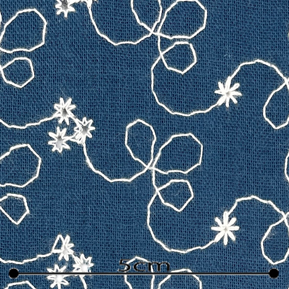 【sale】レース刺しゅう クレンゼ クラボウ 抗菌 抗ウイルス CLEANSE ダブルガーゼ生地 (ティールブルー)