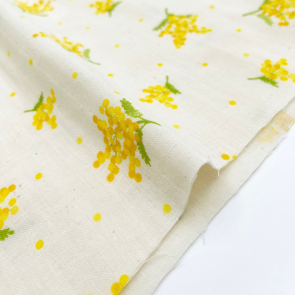 【nu-nos original good fabric】mimosa |ダブルガーゼ ミモザ 花柄 (ナチュラル)