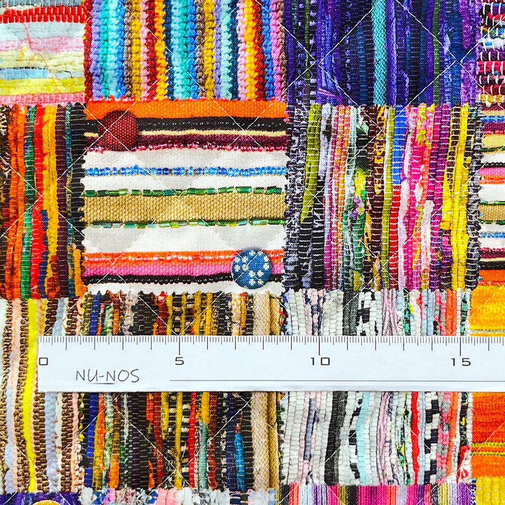 【Riconic】「裂き織とくるみぼたん」 デジタルプリント｜キルティング