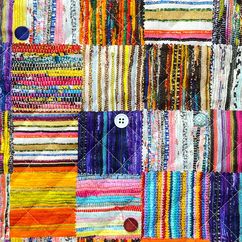 【Riconic】「裂き織とくるみぼたん」 デジタルプリント｜キルティング