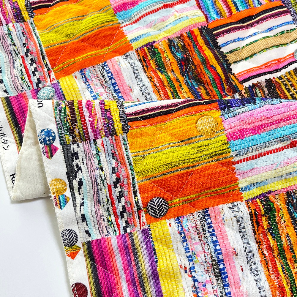 【Riconic】「裂き織とくるみぼたん」 デジタルプリント｜キルティング