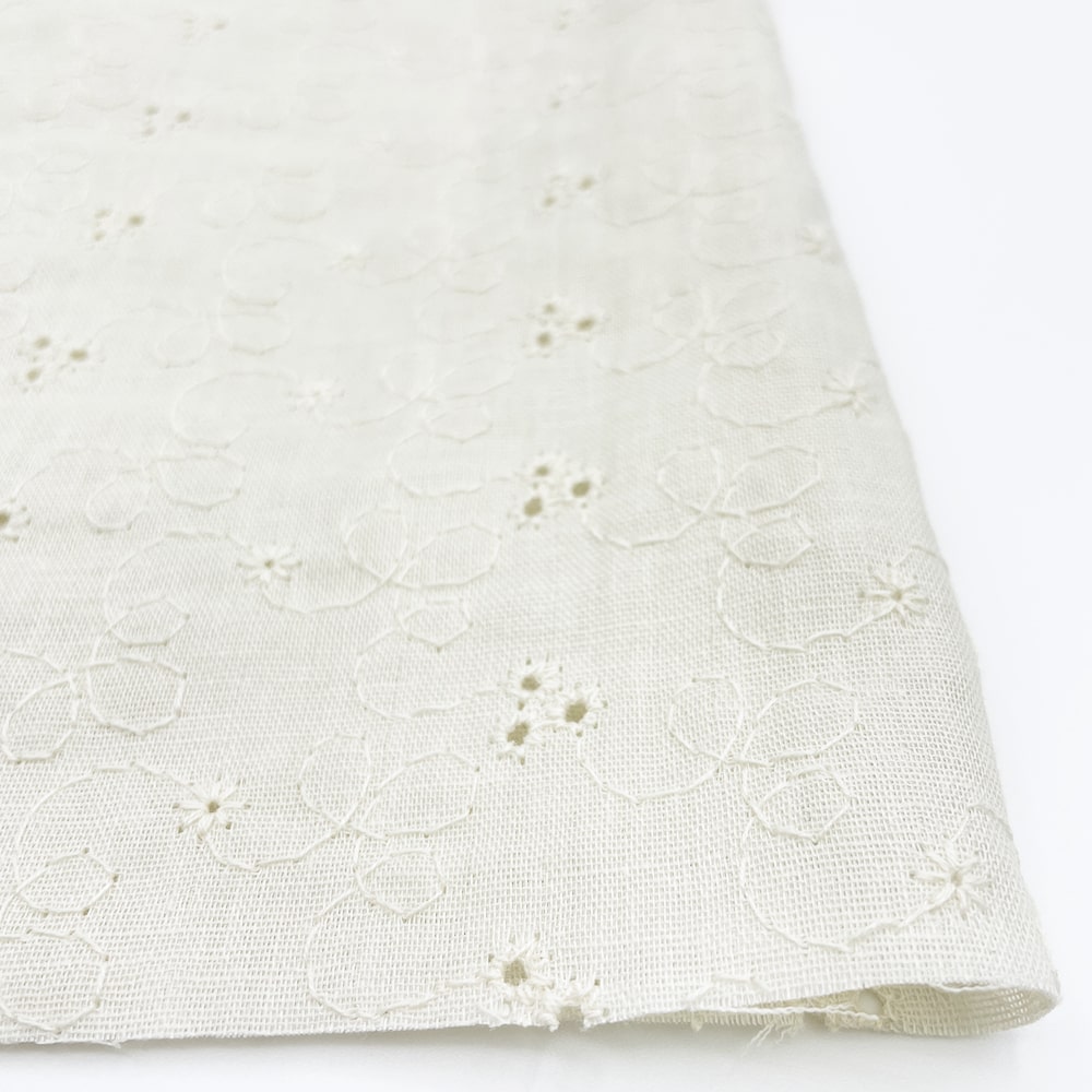 【sale】レース刺しゅう クレンゼ クラボウ 抗菌 抗ウイルス CLEANSE ダブルガーゼ生地 (アイボリー)