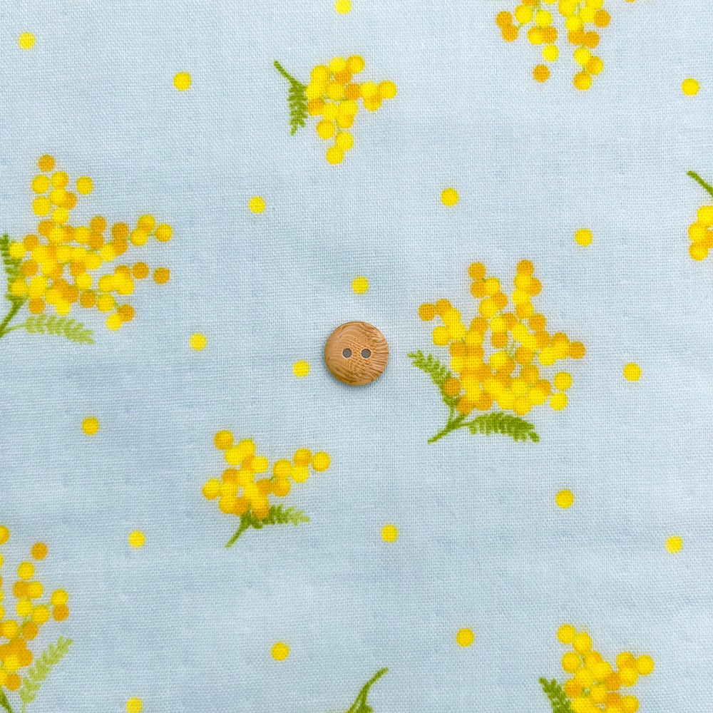 【nu-nos original good fabric】mimosa ｜ダブルガーゼ ミモザ 花柄  (ベビーブルー)
