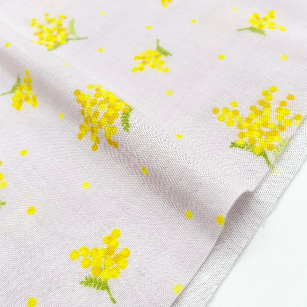 【nu-nos original good fabric】mimosa ｜ダブルガーゼ ミモザ 花柄  (ペールアイリス)