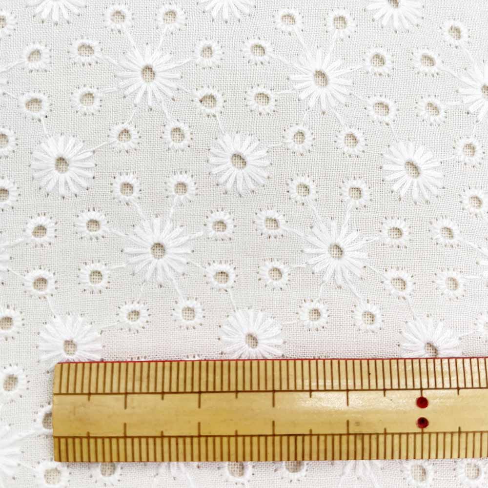 60ローン セルフラワー刺繍 レース コットンローン生地