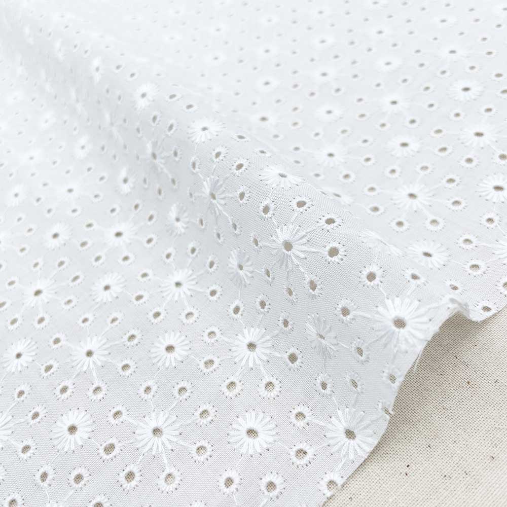 60ローン セルフラワー刺繍 レース コットンローン生地