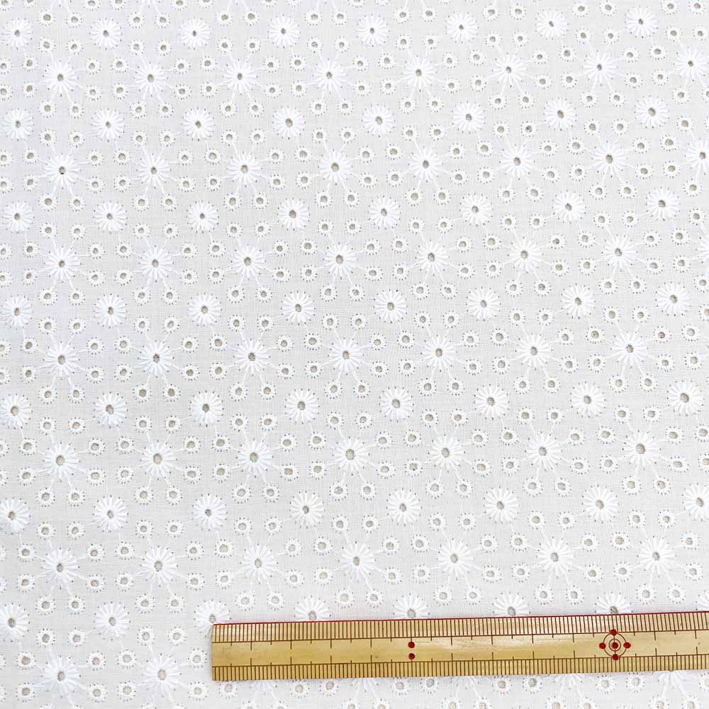 60ローン セルフラワー刺繍 レース コットンローン生地