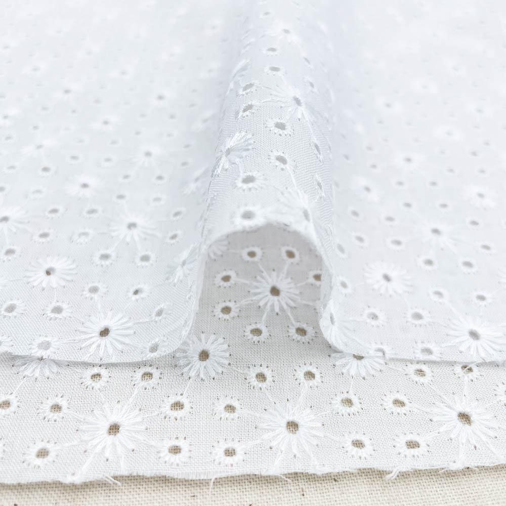 60ローン セルフラワー刺繍 レース コットンローン生地
