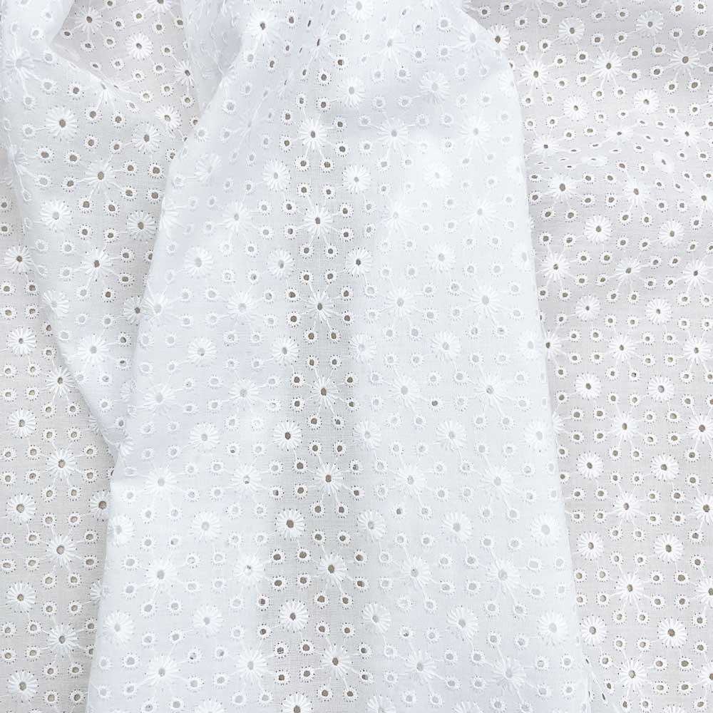 60ローン セルフラワー刺繍 レース コットンローン生地