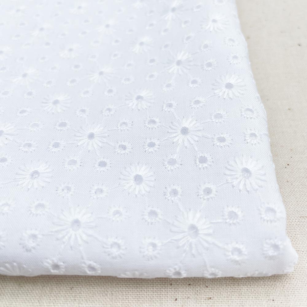 60ローン セルフラワー刺繍 レース コットンローン生地