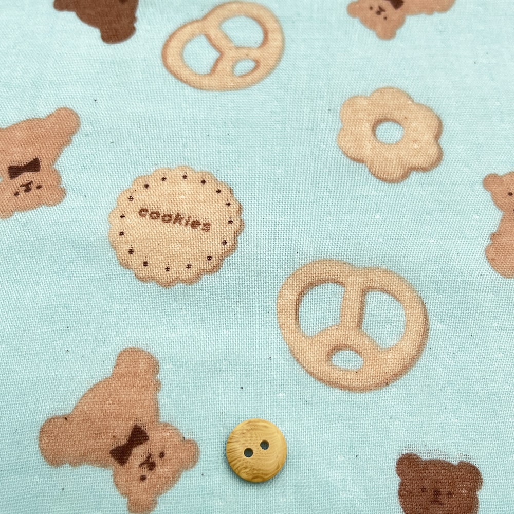 【sale】cookieBEAR ダブルガーゼ|コットン くまちゃんクッキー プリント(サマーシャワー)