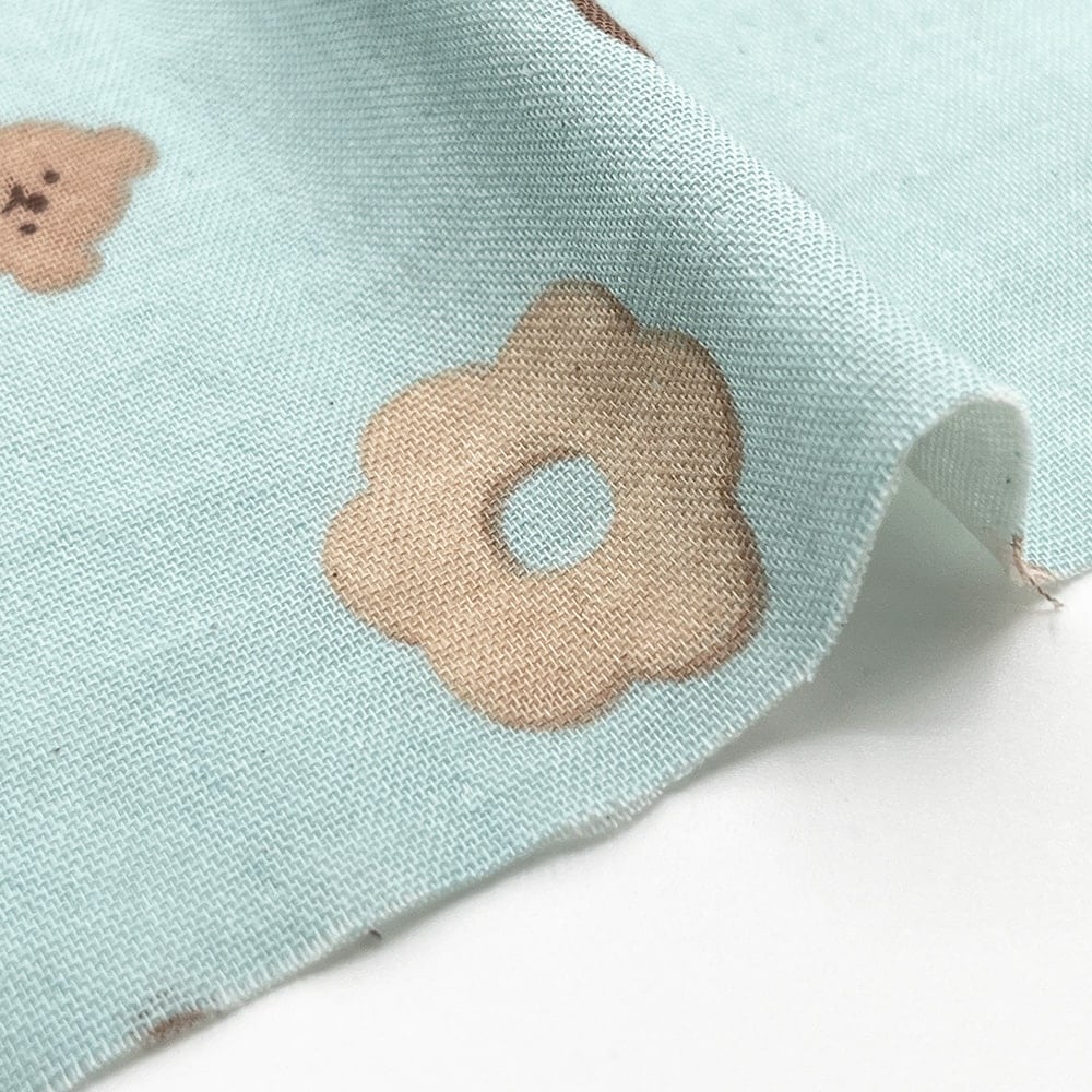 【sale】cookieBEAR ダブルガーゼ|コットン くまちゃんクッキー プリント(サマーシャワー)