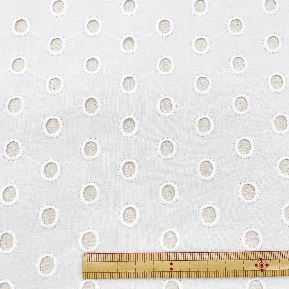 60ローン リングドット刺繍 レース コットンローン生地