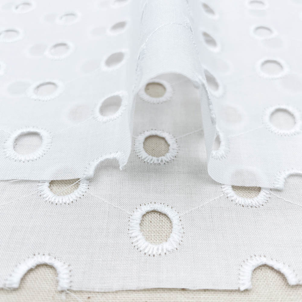 60ローン リングドット刺繍 レース コットンローン生地