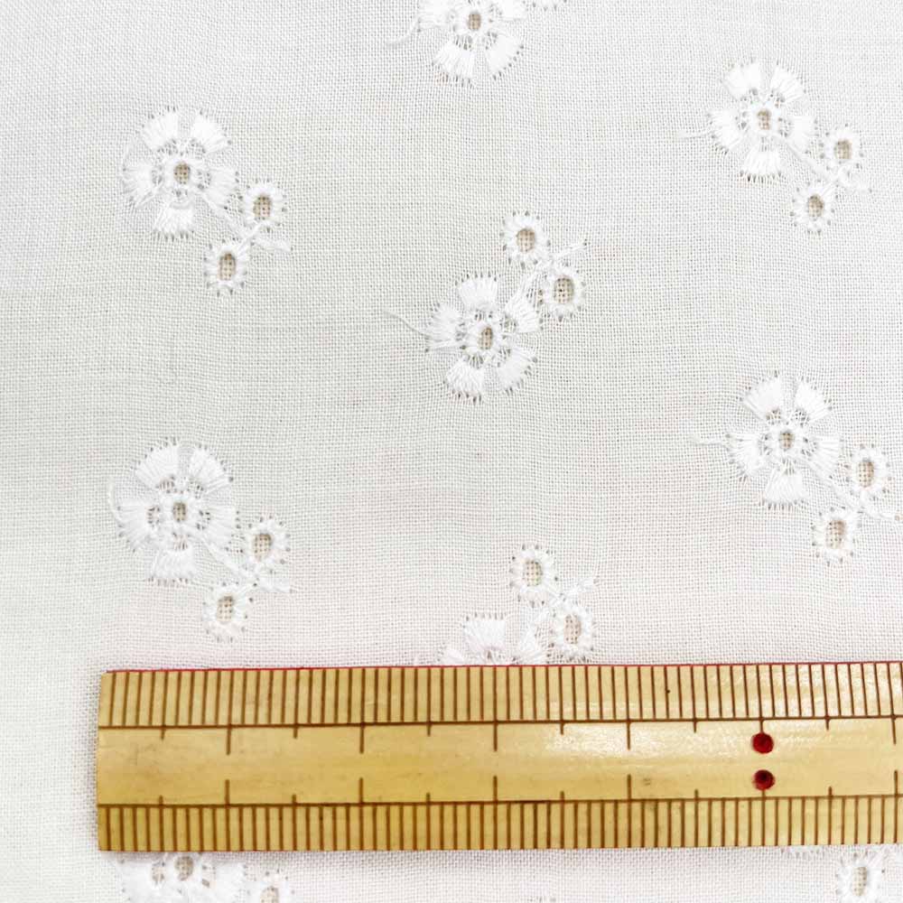 60ローン プチフラワー刺繍 レース コットンローン生地