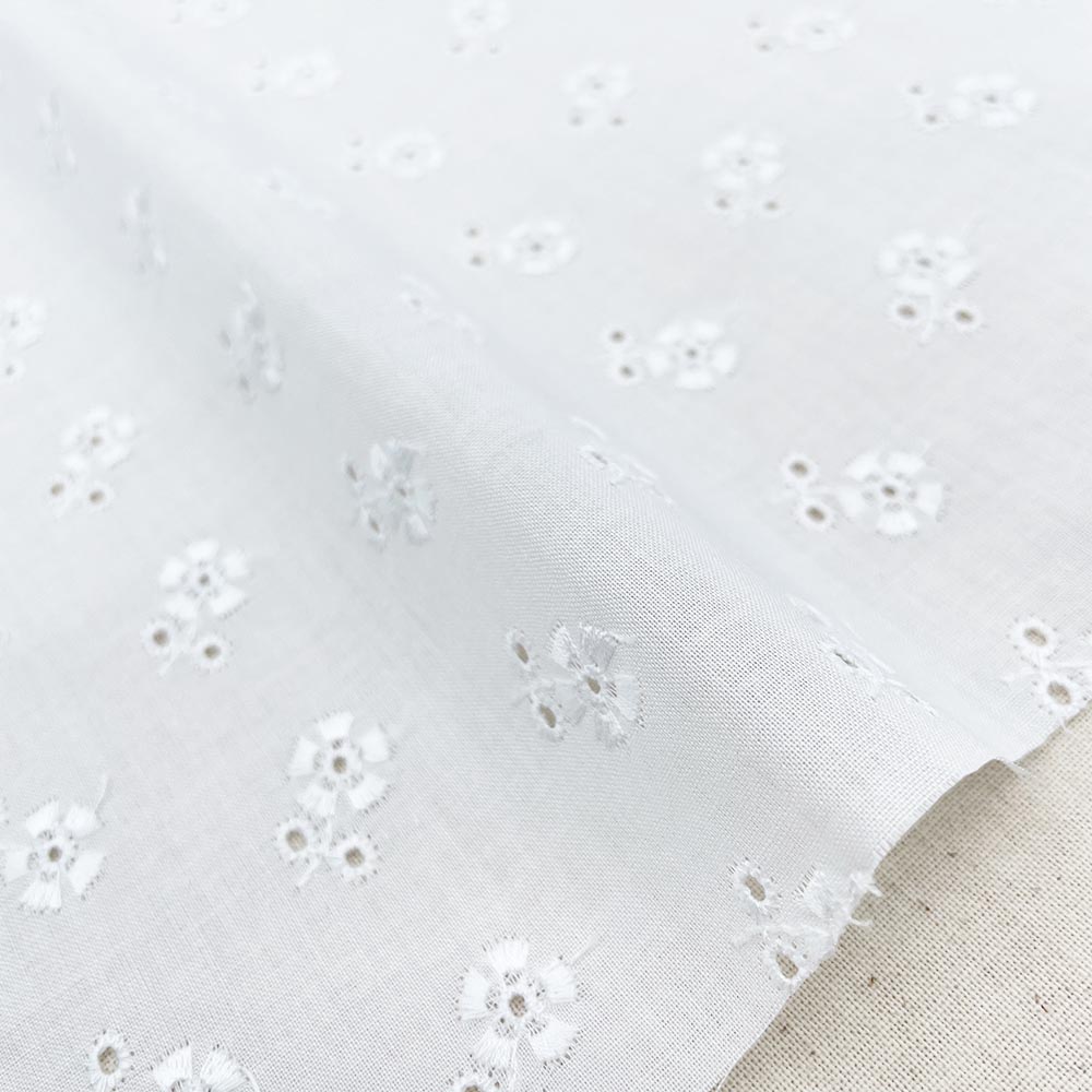 60ローン プチフラワー刺繍 レース コットンローン生地