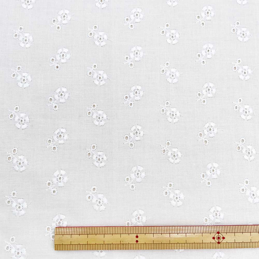 60ローン プチフラワー刺繍 レース コットンローン生地