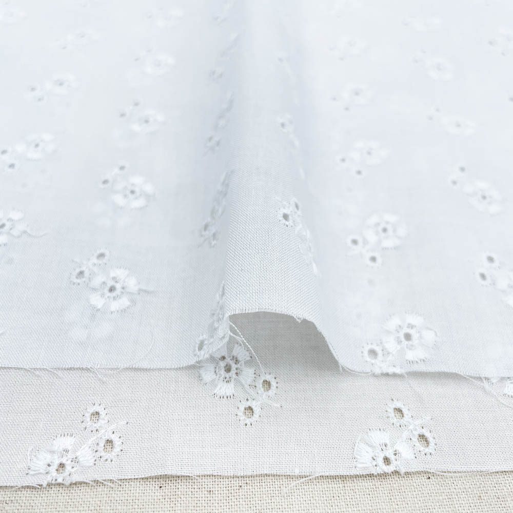 60ローン プチフラワー刺繍 レース コットンローン生地