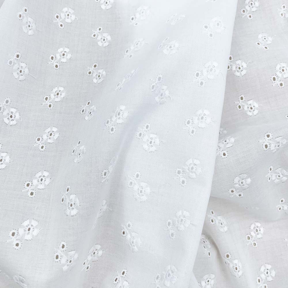 60ローン プチフラワー刺繍 レース コットンローン生地