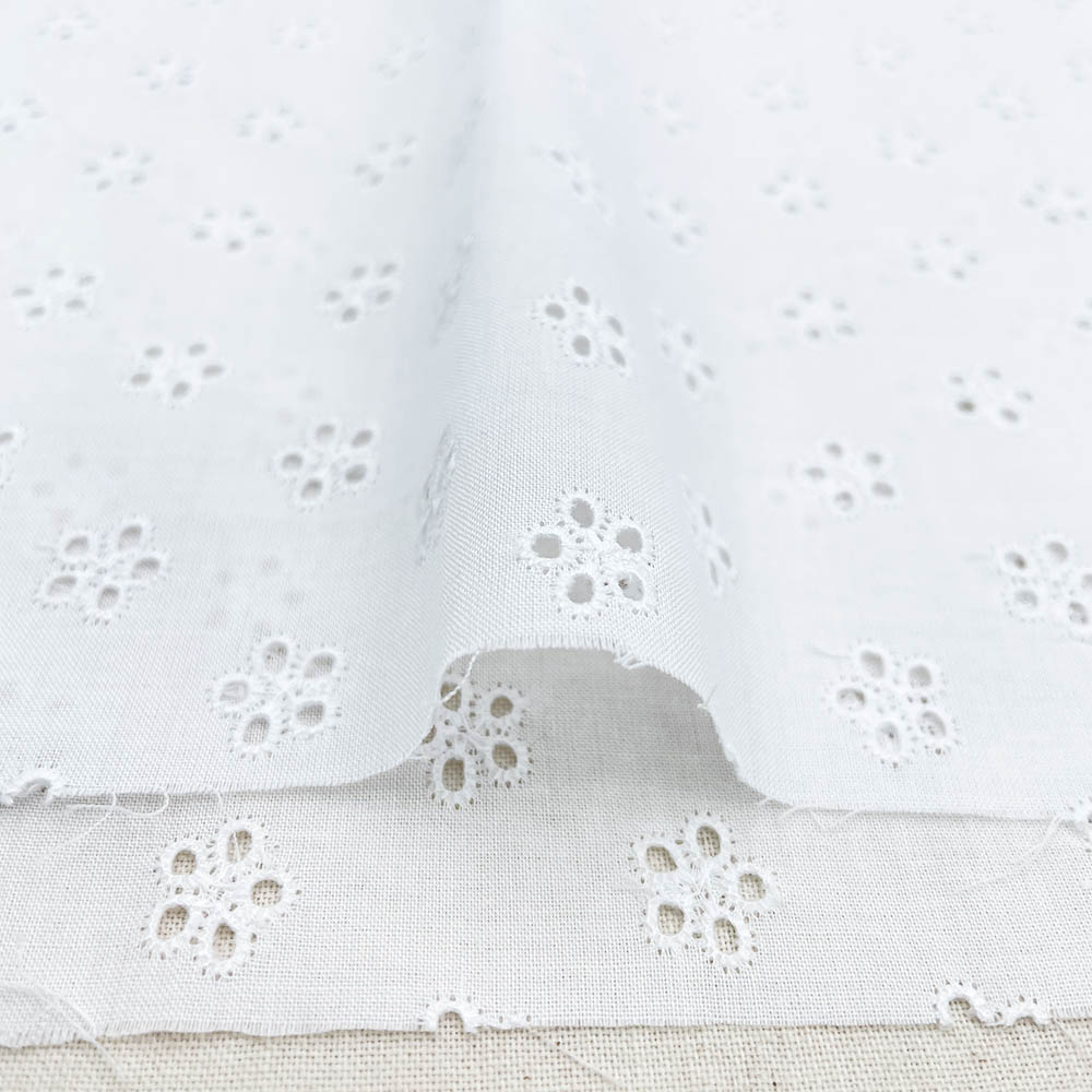 60ローン コインフラワー刺繍 レース コットンローン生地