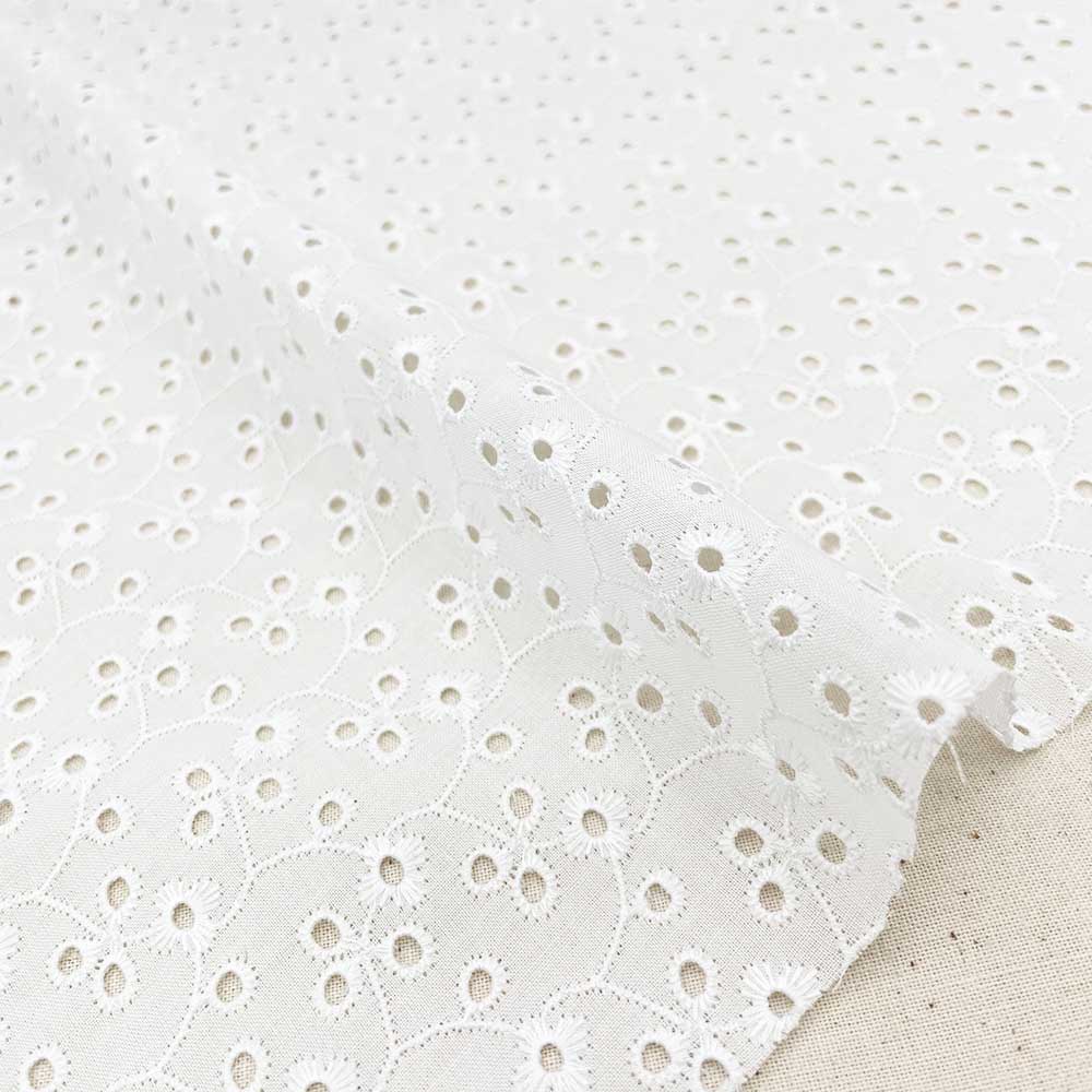 60ローン プラント フラワー刺繍 レース コットンローン生地